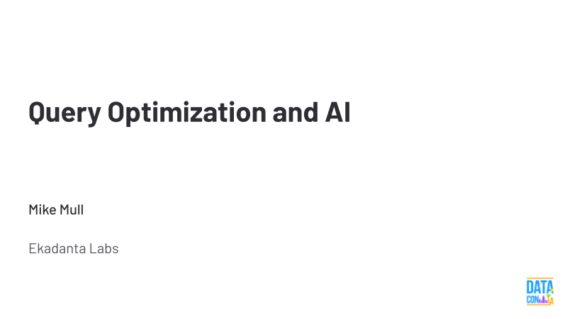 Title slide: Query Optimization and AI